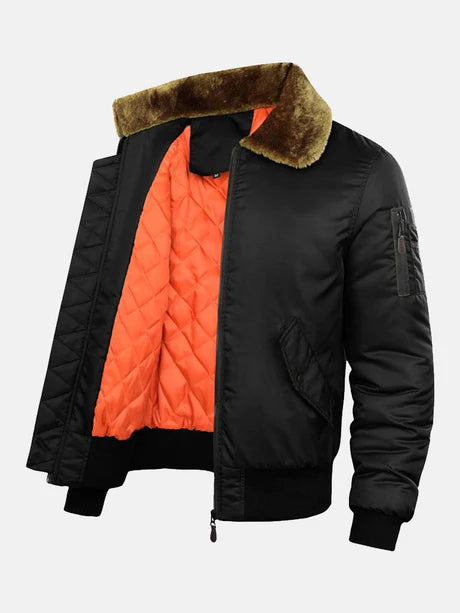 Bomber Jacket With Faux Fur Collar