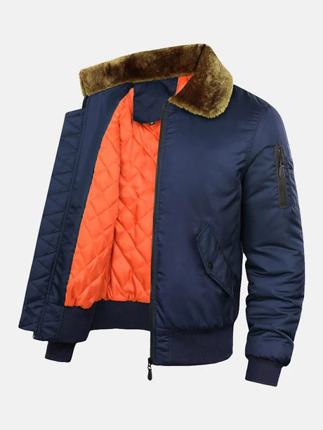 Bomber Jacket With Faux Fur Collar