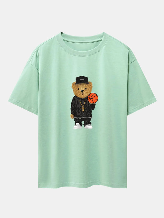 Basketball Bear Print Oversize T-Shirt