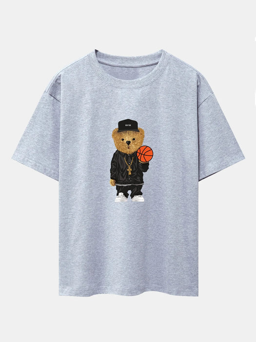 Basketball Bear Print Oversize T-Shirt