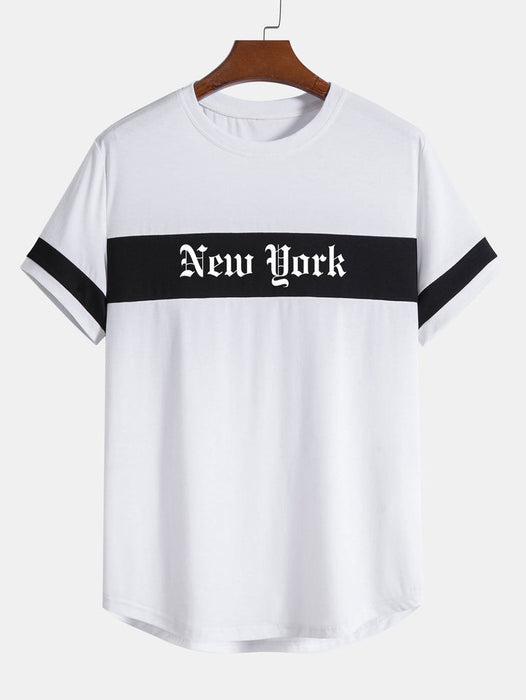 New York Print Patchwork Arc Hem T-Shirt