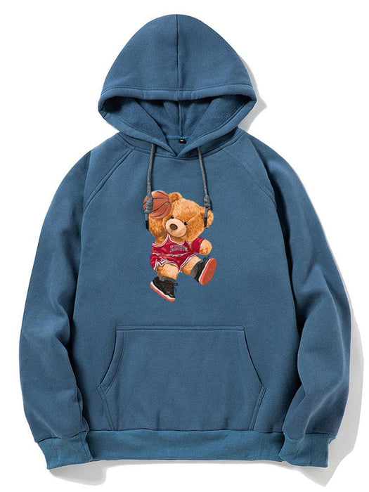 Basketball Bear Print Hoodie