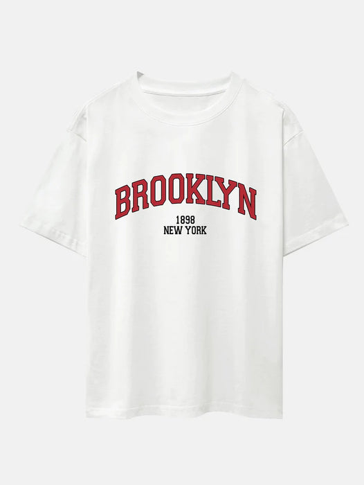 Brooklyn Print Drop Shoulder Oversize T-Shirt