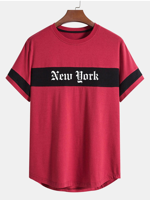 New York Print Patchwork Arc Hem T-Shirt