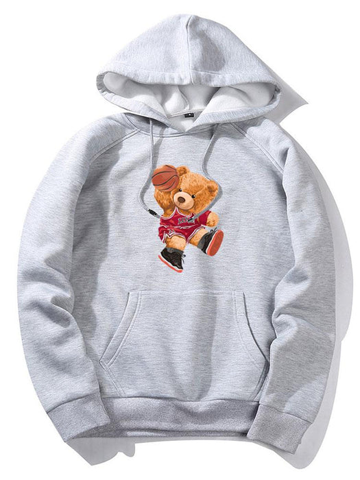 Basketball Bear Print Hoodie