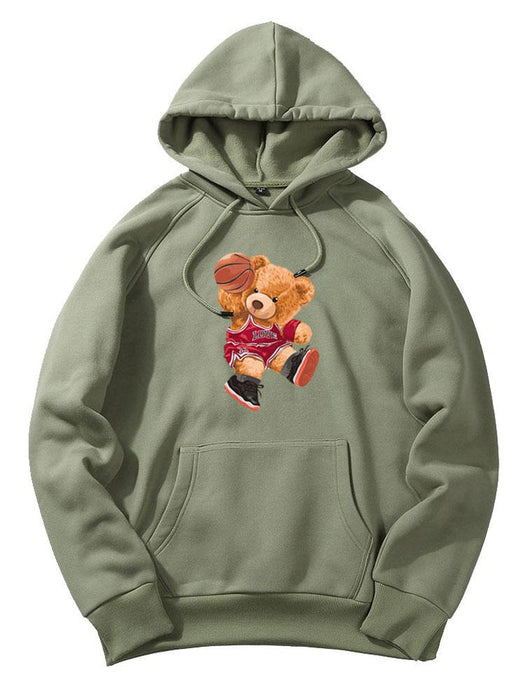 Basketball Bear Print Hoodie