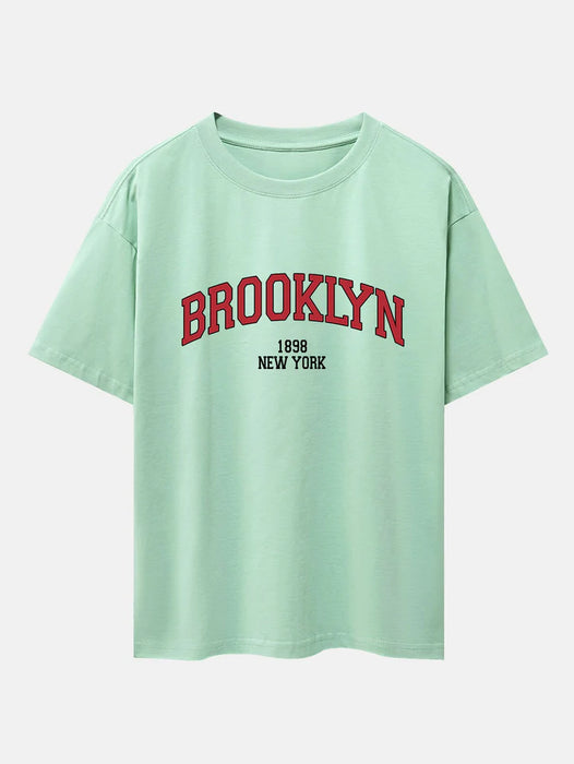 Brooklyn Print Drop Shoulder Oversize T-Shirt