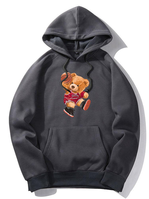 Basketball Bear Print Hoodie