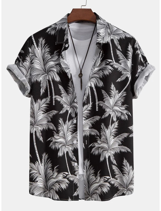 Tropical Tree Button Down Shirt And Shorts Set