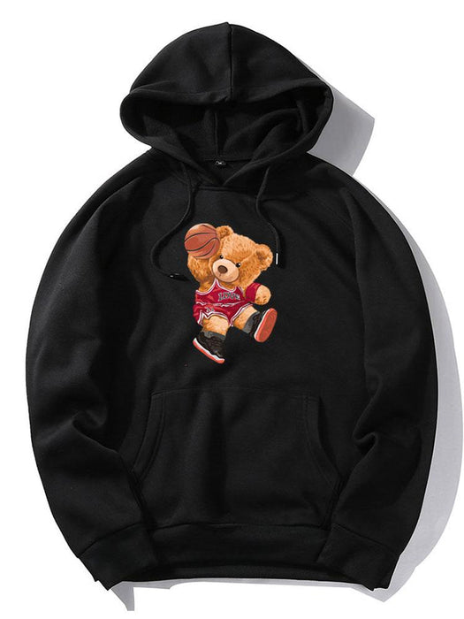 Basketball Bear Print Hoodie