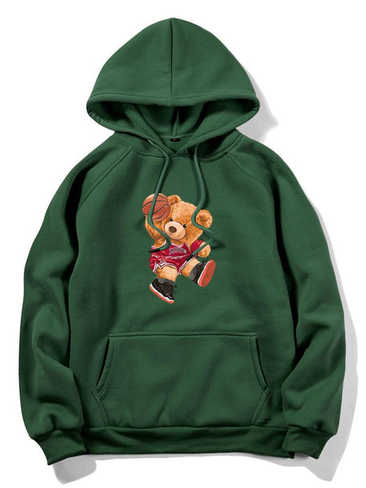 Basketball Bear Print Hoodie