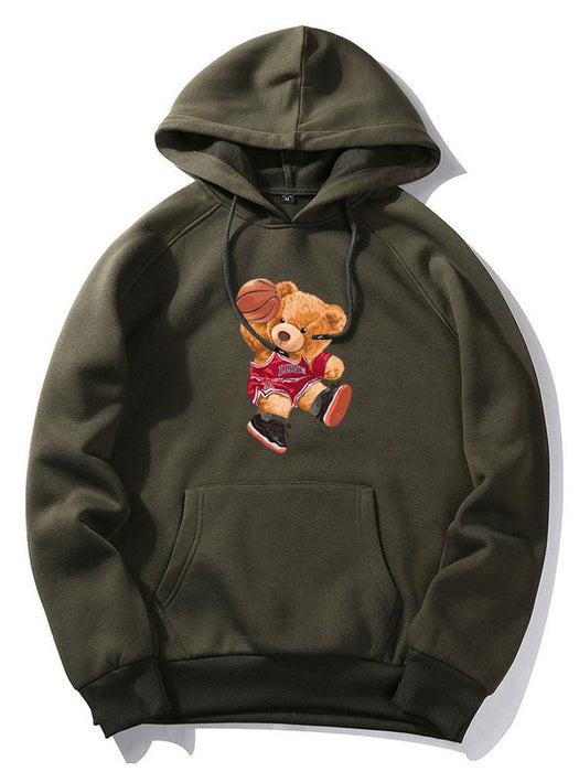 Basketball Bear Print Hoodie