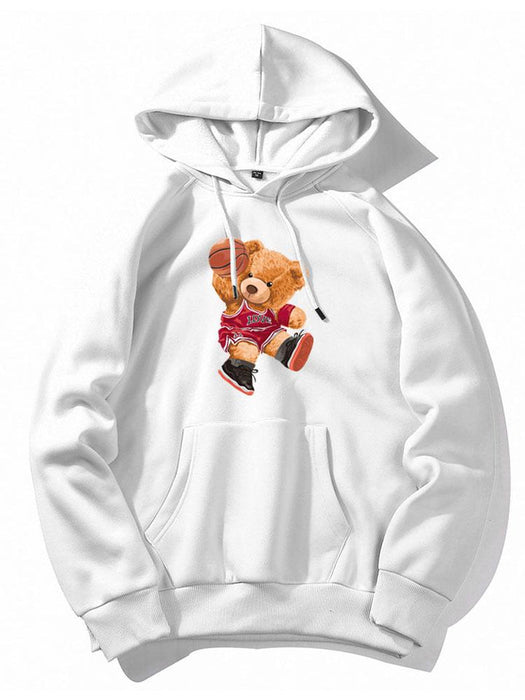 Basketball Bear Print Hoodie