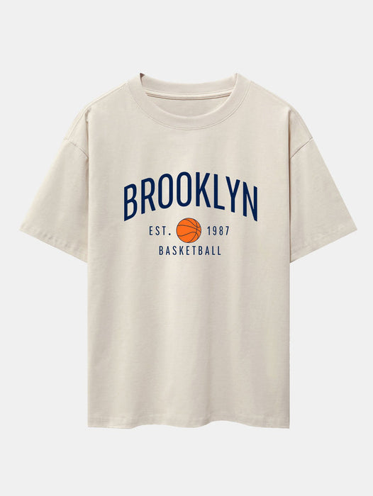 Brooklyn Basketball Print Oversize T-Shirt