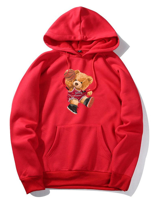 Basketball Bear Print Hoodie