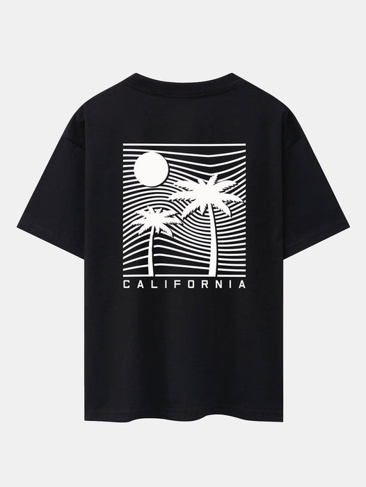 California Palm Tree Back Print Oversize T-Shirt