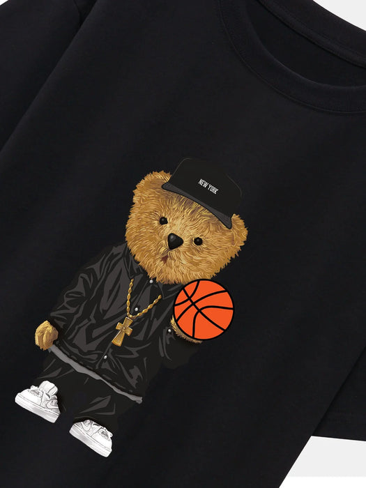 Basketball Bear Print Oversize T-Shirt