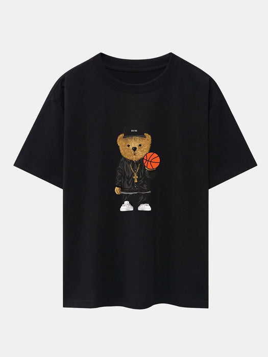 Basketball Bear Print Oversize T-Shirt