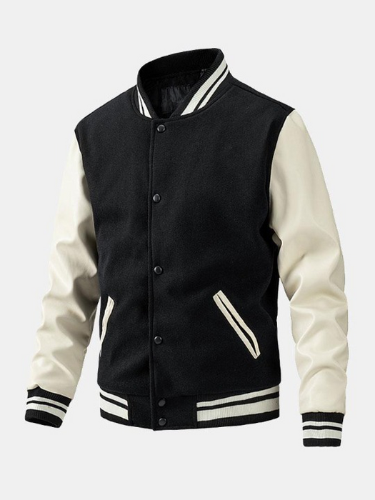 Contrast Wool Look Baseball Jacket