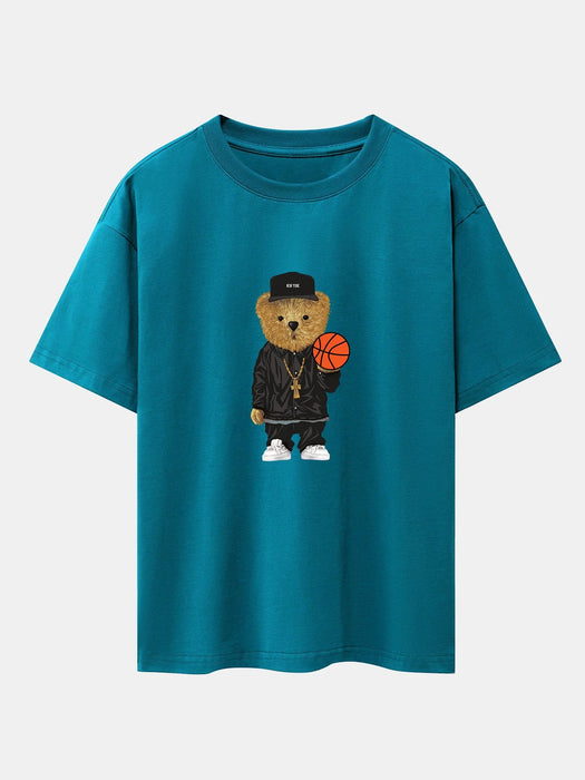 Basketball Bear Print Oversize T-Shirt