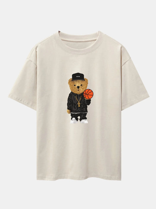 Basketball Bear Print Oversize T-Shirt