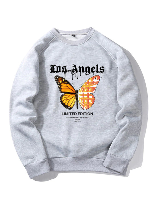 Butterfly Letter Print Sweatshirt