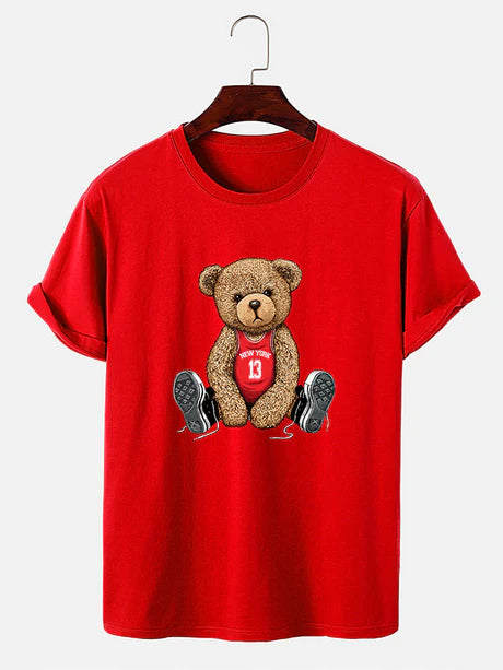 Bear With Long Shoe Laces Print T-Shirt