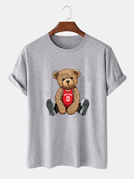 Bear With Long Shoe Laces Print T-Shirt