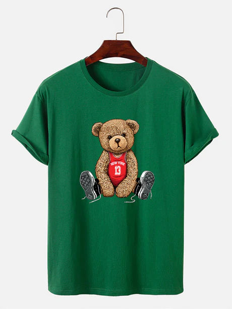 Bear With Long Shoe Laces Print T-Shirt