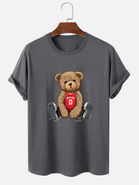 Bear With Long Shoe Laces Print T-Shirt